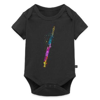 Flûte, Jouer de la flûte, - Body à manches courtes Premium Bébé - noir - Devant