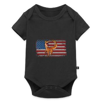 Deinonychus Dinosaurier Kinder Dino Geschenk - Baby Premium Kurzarmbody - Schwarz - Vorne