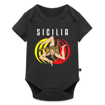 Sicile drapeau Sicile Palerme Italie - Body à manches courtes Premium Bébé - noir - Devant