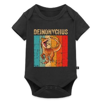 Deinonychus Dinosaurier Kinder Dino Geschenk - Baby Premium Kurzarmbody - Schwarz - Vorne
