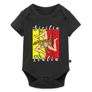 Sizilien flagge Sizilien Palermo Italien - Baby Premium Kurzarmbody - Schwarz - Vorne
