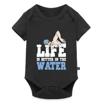 Schimmer Schwimmen Life Is Better In The Water - Baby Premium Kurzarmbody - Schwarz - Vorne