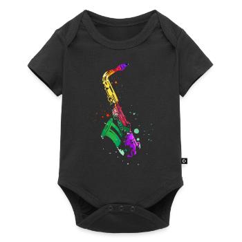 Saxofon, SAXofonist - Baby Premium Kurzarmbody - Schwarz - Vorne