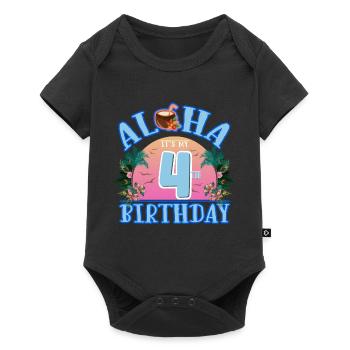 Aloha It's My 4th Birthday Coconut Drink and - Baby Premium short-sleeve bodysuit - black - Front