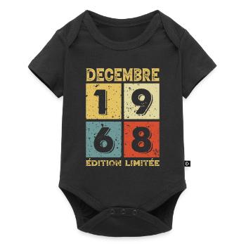 Anniversaire Vintage Idée Cadeau Décembre 1968 - Body à manches courtes Premium Bébé - noir - Devant