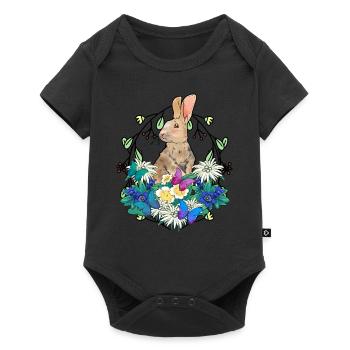 Début du printemps Lapin de Pâques Joyeuses Pâques Nature - Body à manches courtes Premium Bébé - noir - Devant