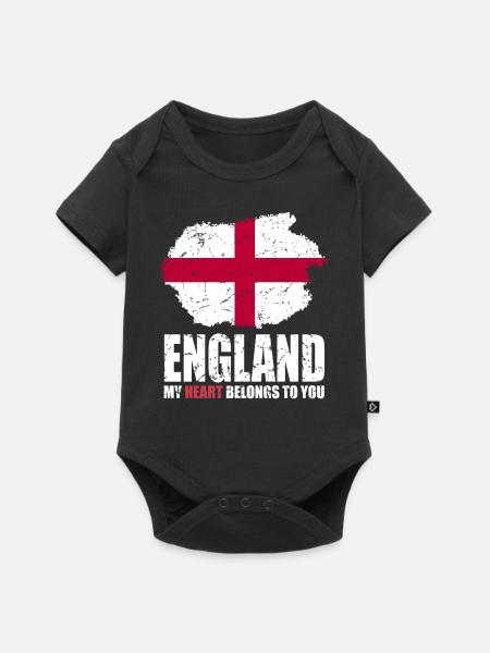England Fahne - Baby Premium Kurzarmbody - Schwarz