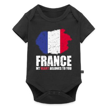 Français drapeau - Body à manches courtes Premium Bébé - noir - Devant
