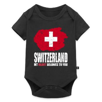 Drapeau de la Suisse - Body à manches courtes Premium Bébé - noir - Devant