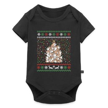 Corgi Weihnachtsbaum Weihnachten - Baby Premium Kurzarmbody - Schwarz - Vorne