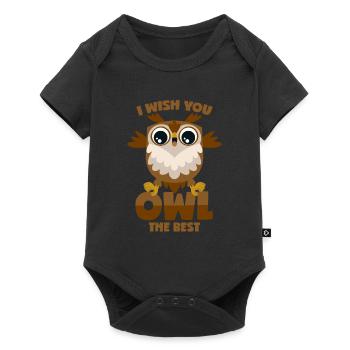 Jeu de mots hibou - Body à manches courtes Premium Bébé - noir - Devant