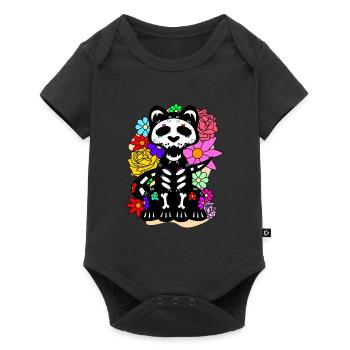 Jour du chat mort avec des fleurs mexicaines - Body à manches courtes Premium Bébé - noir - Devant