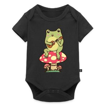 Frosch Auf Einem Pilz Ukulele Ukulelist - Baby Premium Kurzarmbody - Schwarz - Vorne