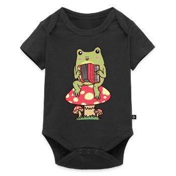 Frosch Auf Einem Pilz Akkordeonspieler Akkordeon - Baby Premium Kurzarmbody - Schwarz - Vorne