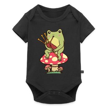 Grenouille sur un champignon Cornemuse - Body à manches courtes Premium Bébé - noir - Devant