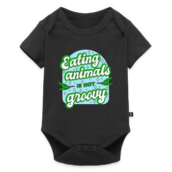 Manger des animaux végétaliens n’est pas groovy - Body à manches courtes Premium Bébé - noir - Devant