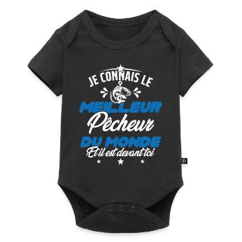 Meilleur Pecheur Humour Pêche Truite Drôle - Body à manches courtes Premium Bébé - noir - Devant