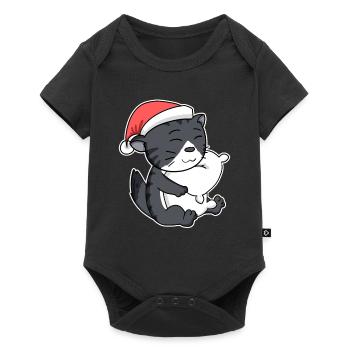 Chat de forêt norvégien Chat Noël endormi - Body à manches courtes Premium Bébé - noir - Devant