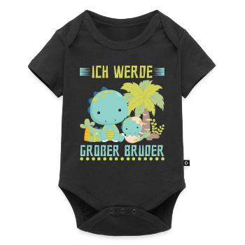 Dinosaurier Ich werde Großer Bruder - Baby Premium Kurzarmbody - Schwarz - Vorne