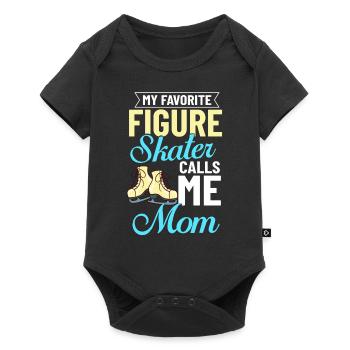 Eiskunstlauf Eisläufer Schlittschuhe Eislaufen - Baby Premium Kurzarmbody - Schwarz - Vorne