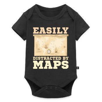 Easily distracted by maps geography mapping - Baby Premium short-sleeve bodysuit - black - Front