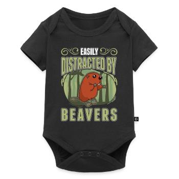 Facilement distrait par Beavers Biber - Body à manches courtes Premium Bébé - noir - Devant