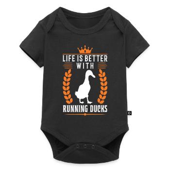 Life is better with running ducks - Baby Premium short-sleeve bodysuit - black - Front