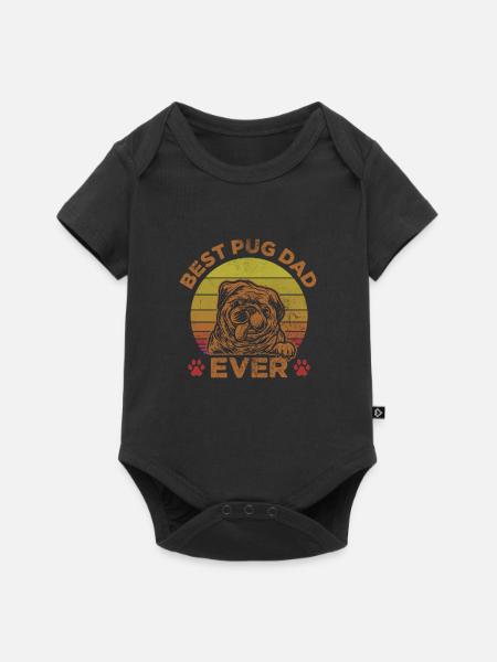 Mops - Baby Premium Kurzarmbody - Schwarz