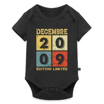 Anniversaire Vintage Idée Cadeau Décembre 2009 - Body à manches courtes Premium Bébé - noir - Devant