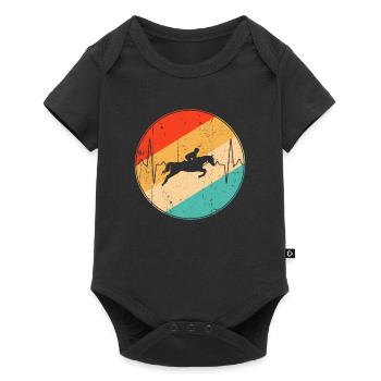 Pferd retro herzschlag - Baby Premium Kurzarmbody - Schwarz - Vorne