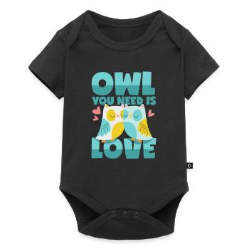 Amour des hiboux - Body à manches courtes Premium Bébé - noir - Devant