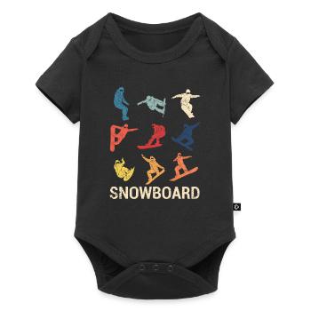 Snowboard Retro Vintage Wintersport Freestyle Snow - Baby Premium Kurzarmbody - Schwarz - Vorne