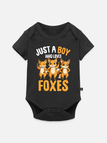 Fuchs Junge Kinder - Baby Premium Kurzarmbody - Schwarz