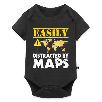 Easily distracted by maps geography mapping - Baby Premium short-sleeve bodysuit - black - Front