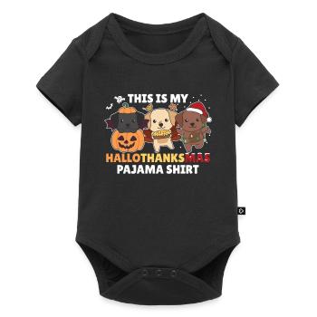 Hallothanksmas Pajama Shirt Labrador Weihnachten - Baby Premium Kurzarmbody - Schwarz - Vorne
