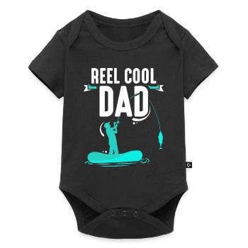 Reel Cool Papa Angler Angeln Fischen Fischer - Baby Premium Kurzarmbody - Schwarz - Vorne