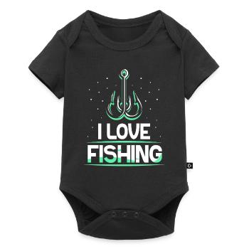 I Love Fishing Anglers Fishermen Fishing Fishing - Baby Premium short-sleeve bodysuit - black - Front