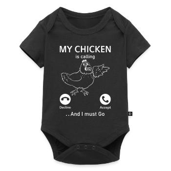 Drôle d’éleveur de poulet - Mon poulet appelle - Body à manches courtes Premium Bébé - noir - Devant
