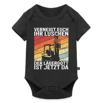 Lagergott Gabelstapler Staplerfahrer Lagerist Fach - Baby Premium Kurzarmbody - Schwarz - Vorne