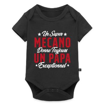 Mécano Papa Cadeau Drôle Fête Des Pères Garagiste - Body à manches courtes Premium Bébé - noir - Devant