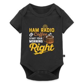 Ham radio & coffee - start your morning right Amat - Baby Premium short-sleeve bodysuit - black - Front
