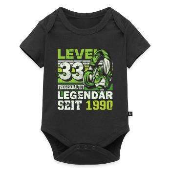 Level 33 freigeschaltet legendär seit 1990 - Baby Premium Kurzarmbody - Schwarz - Vorne