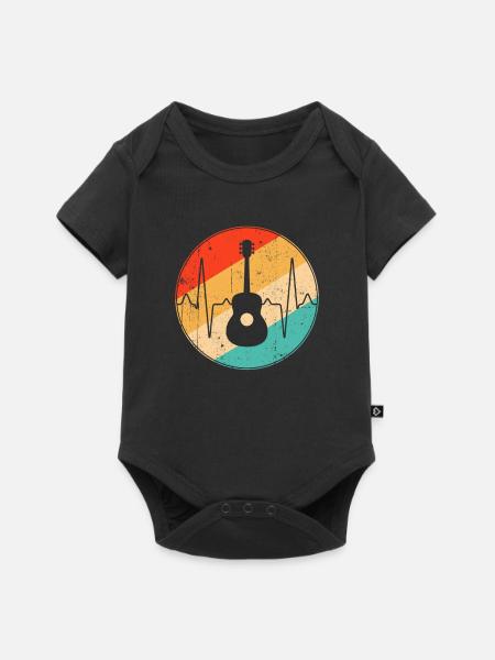 Gitarre Retro Herzschlag - Baby Premium Kurzarmbody - Schwarz