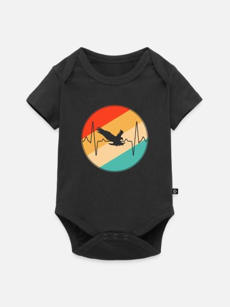 Adler Retro Herzschlag - Baby Premium Kurzarmbody - Schwarz