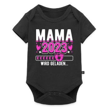 Mama 2023 Mutter werden in Schwangerschaft Baby - Baby Premium Kurzarmbody - Schwarz - Vorne