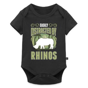 Easily distracted by Rhinos Rhino - Baby Premium short-sleeve bodysuit - black - Front