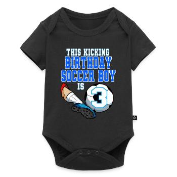 Ce garçon de football est 3ème anniversaire Soccer - Body à manches courtes Premium Bébé - noir - Devant
