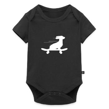 Dachshund Skateboard Chien Chiens Teckel Cadeau - Body à manches courtes Premium Bébé - noir - Devant