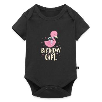 Flamingo Anniversaire Fille Oiseau Rose Cadeau - Body à manches courtes Premium Bébé - noir - Devant