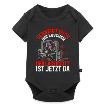 Lagergott Gabelstapler Staplerfahrer Lagerist Fach - Baby Premium Kurzarmbody - Schwarz - Vorne